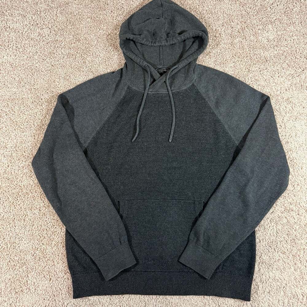 Express Mens XL Charcoal Black Colorblock Pullover Hoodie Heavy Cotton Sweatshir